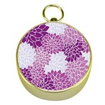 Purple Dahlias Design Gold Compasses Front