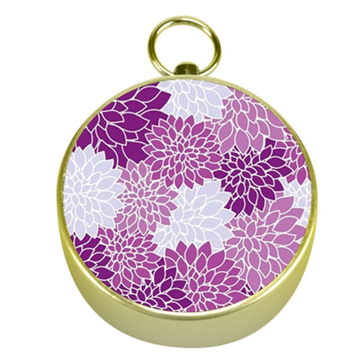 Purple Dahlias Design Gold Compasses