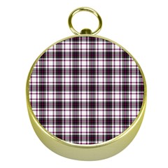 Tartan Pattern Gold Compasses by Pakrebo