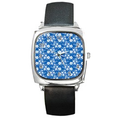 Background Blue Colors Square Metal Watch