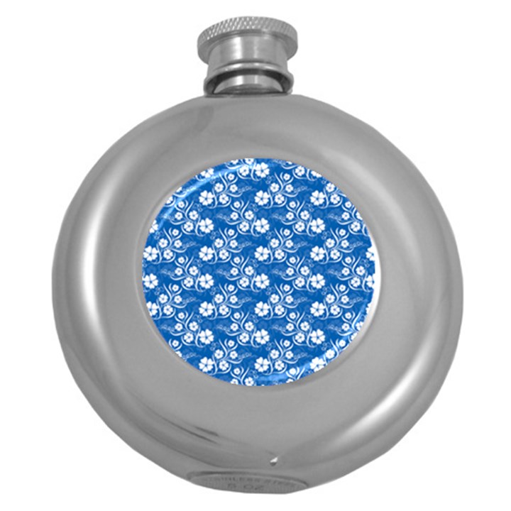 Background Blue Colors Round Hip Flask (5 oz)