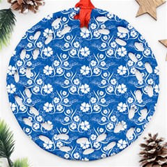 Background Blue Colors Round Filigree Ornament (Two Sides)