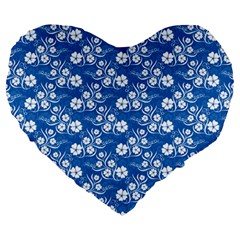 Background Blue Colors Large 19  Premium Flano Heart Shape Cushions