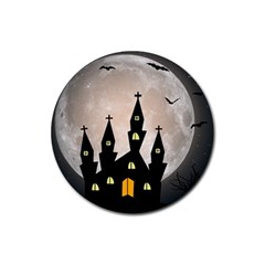 Halloween Illustration Decoration Rubber Round Coaster (4 Pack)  by Pakrebo