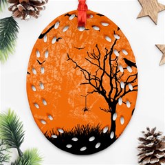 Halloween Illustration Decoration Oval Filigree Ornament (two Sides) by Pakrebo