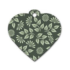 Flowers Pattern Spring Nature Dog Tag Heart (two Sides) by Pakrebo