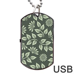 Flowers Pattern Spring Nature Dog Tag Usb Flash (two Sides) by Pakrebo