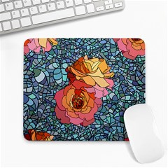 Pattern Rose Yellow Background Large Mousepads by Pakrebo