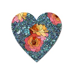 Pattern Rose Yellow Background Heart Magnet by Pakrebo