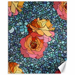 Pattern Rose Yellow Background Canvas 11  X 14  by Pakrebo