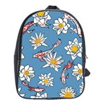 Koi Pattern Japanese Background School Bag (Large) Front