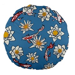 Koi Pattern Japanese Background Large 18  Premium Round Cushions by Pakrebo