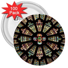 Church Window Rosette Glass Window 3  Buttons (100 Pack)  by Pakrebo