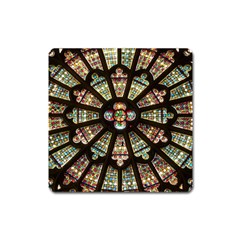 Church Window Rosette Glass Window Square Magnet by Pakrebo