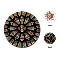 Church Window Rosette Glass Window Playing Cards (round) by Pakrebo