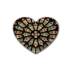 Church Window Rosette Glass Window Heart Coaster (4 Pack)  by Pakrebo