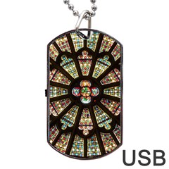 Church Window Rosette Glass Window Dog Tag Usb Flash (one Side) by Pakrebo