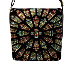 Church Window Rosette Glass Window Flap Closure Messenger Bag (l) by Pakrebo