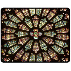 Church Window Rosette Glass Window Double Sided Fleece Blanket (medium)  by Pakrebo