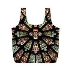 Church Window Rosette Glass Window Full Print Recycle Bag (m) by Pakrebo