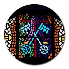 Mosaic Window Rosette Church Glass Round Mousepads by Pakrebo