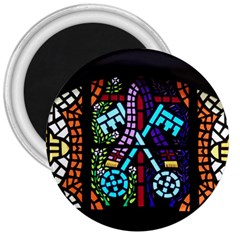 Mosaic Window Rosette Church Glass 3  Magnets by Pakrebo