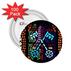 Mosaic Window Rosette Church Glass 2 25  Buttons (100 Pack)  by Pakrebo