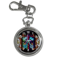 Mosaic Window Rosette Church Glass Key Chain Watches by Pakrebo