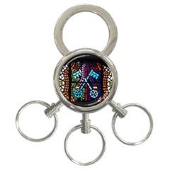 Mosaic Window Rosette Church Glass 3-ring Key Chains