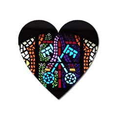 Mosaic Window Rosette Church Glass Heart Magnet by Pakrebo