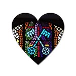 Mosaic Window Rosette Church Glass Heart Magnet Front