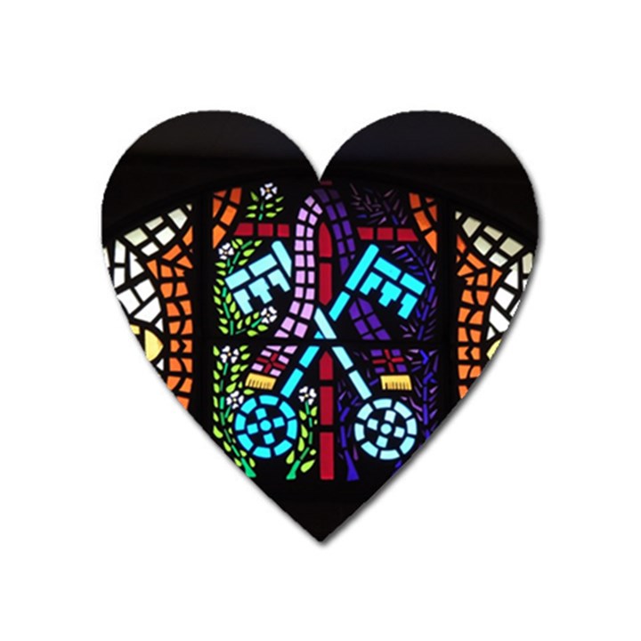 Mosaic Window Rosette Church Glass Heart Magnet