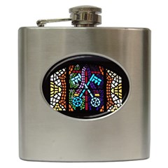 Mosaic Window Rosette Church Glass Hip Flask (6 Oz) by Pakrebo