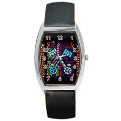 Mosaic Window Rosette Church Glass Barrel Style Metal Watch by Pakrebo