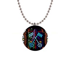 Mosaic Window Rosette Church Glass 1  Button Necklace by Pakrebo