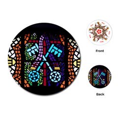 Mosaic Window Rosette Church Glass Playing Cards (round) by Pakrebo