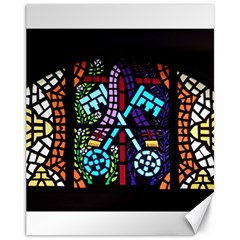 Mosaic Window Rosette Church Glass Canvas 11  X 14  by Pakrebo