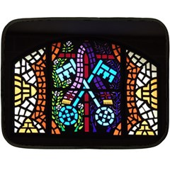 Mosaic Window Rosette Church Glass Fleece Blanket (mini) by Pakrebo