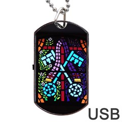 Mosaic Window Rosette Church Glass Dog Tag Usb Flash (two Sides) by Pakrebo