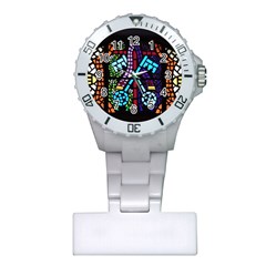 Mosaic Window Rosette Church Glass Plastic Nurses Watch by Pakrebo