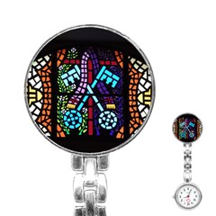 Mosaic Window Rosette Church Glass Stainless Steel Nurses Watch by Pakrebo