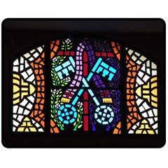 Mosaic Window Rosette Church Glass Double Sided Fleece Blanket (medium)  by Pakrebo