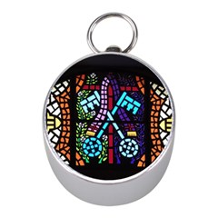 Mosaic Window Rosette Church Glass Mini Silver Compasses by Pakrebo