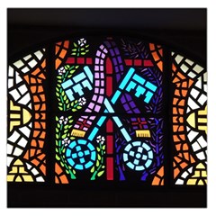 Mosaic Window Rosette Church Glass Large Satin Scarf (square) by Pakrebo