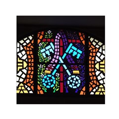 Mosaic Window Rosette Church Glass Small Satin Scarf (square) by Pakrebo