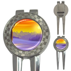 Vector Illustration Winter Sunset 3-in-1 Golf Divots by Pakrebo