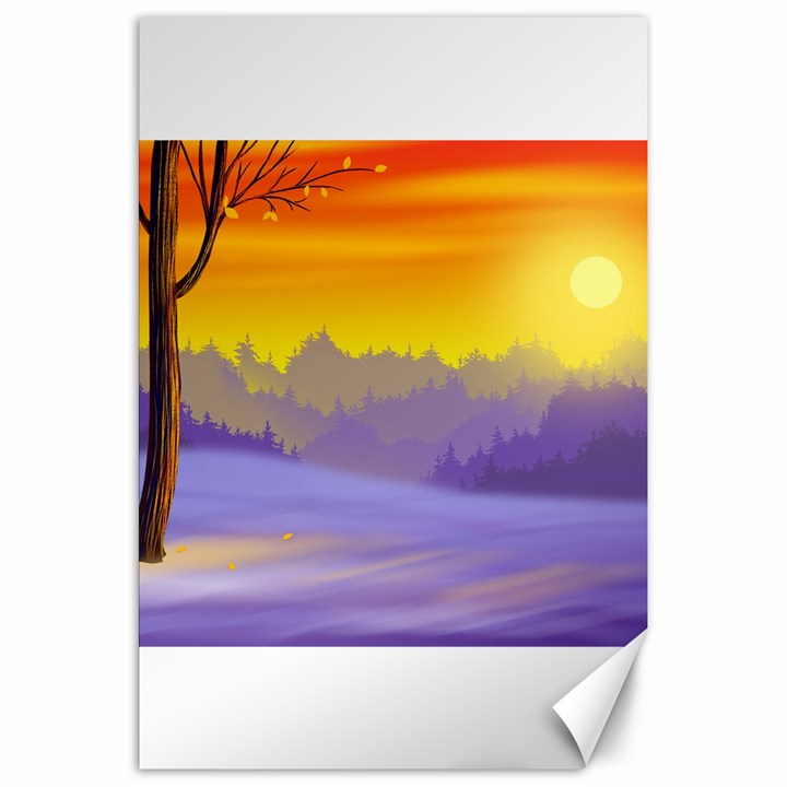 Vector Illustration Winter Sunset Canvas 20  x 30 