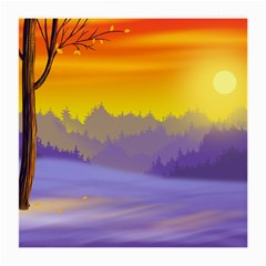 Vector Illustration Winter Sunset Medium Glasses Cloth by Pakrebo