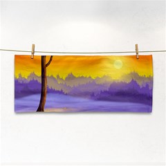 Vector Illustration Winter Sunset Hand Towel by Pakrebo