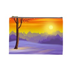 Vector Illustration Winter Sunset Cosmetic Bag (large) by Pakrebo